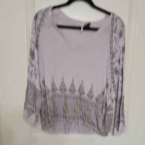 Free People Lavender Long Sleeve Top